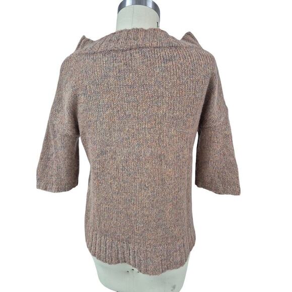 LOFT M Lightweight Heathered Neutral Beige Half Sleeve Mohair Blend Sweater - Picture 2 of 9